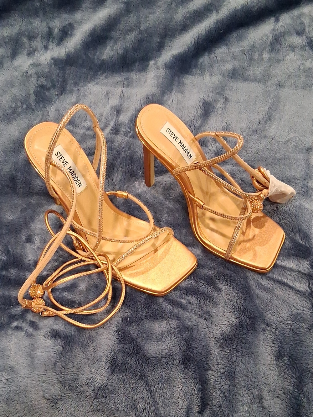 Steve Madden Metallic Gold Strappy Stiletto Sandals